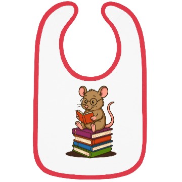Discover Bookworm with Glasses and Stack of Books Bibs
