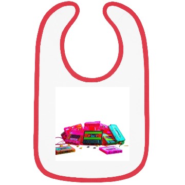 Discover Vibrant Retro Cassette Tape Pattern Bibs