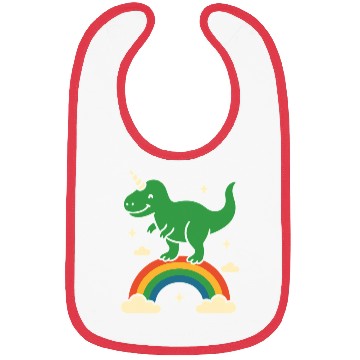 Discover Whimsical Dinosaur with Rainbow Arch Bibs