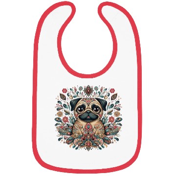 Discover Pug Dog Folk Art Bibs