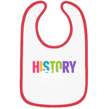 Discover History Teacher Bold Colorful Typography Bibs