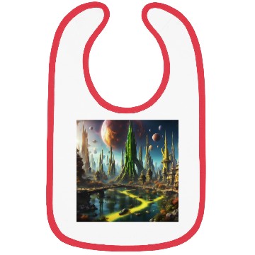 Discover Alien World / Futuristic Sci-Fi Cityscape Bibs