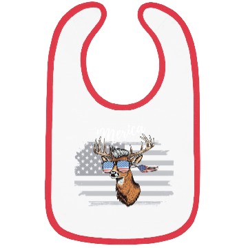 Discover 'Merica Deer with mullet American Flag Sunglasses Bibs