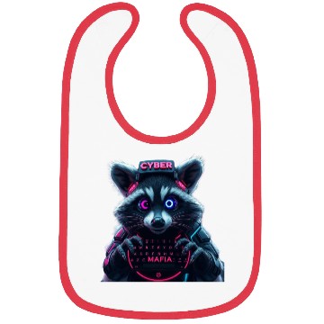 Discover Cyber Raccoon with Neon Mafia Theme Bibs