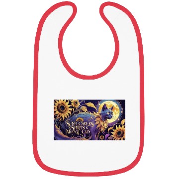 Discover Celestial Cat Among Sunflowers and Moonlit Night Bibs