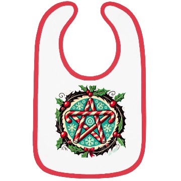 Discover Yule Pentacle with Candy Canes Pagan Holiday Desig Bibs