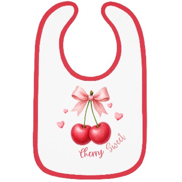 Discover Cherry Heart Bow Design Bibs