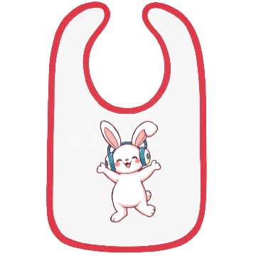 Discover Joyful Bunny with Headphones Bibs