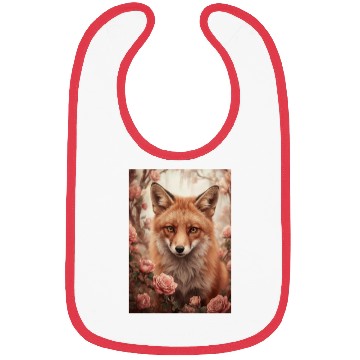 Discover Red Fox Among Roses Bibs
