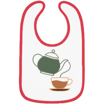 Discover Vintage Tea Kettle and Cup Silhouette Bibs