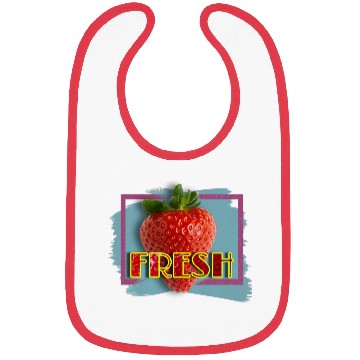 Discover Vivid Strawberry with Fresh Text Bibs