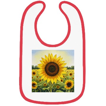 Discover Vibrant Sunflower Field Illustration Bibs