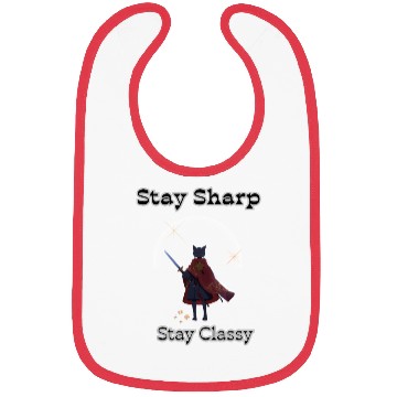 Discover Elegant Cat Warrior with Sword Illustration Bibs