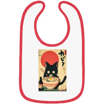 Discover Ramen Cat Retro Poster Bibs