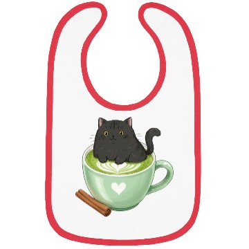 Discover Charming Cat in Green Matcha Cup Bibs