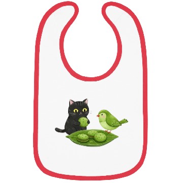 Discover Whimsical Cat Bird Snack Scene Bibs