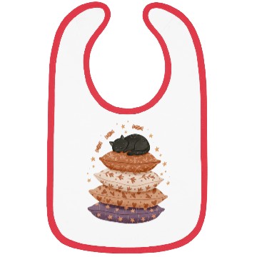 Discover Whimsical Sleepy Cat on Patterned Pillows Bibs
