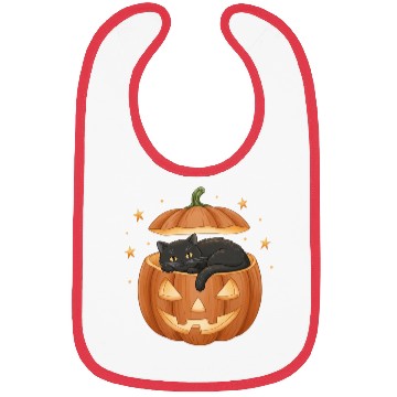 Discover Black Cat in Jack-O-Lantern Pumpkin Bibs