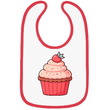 Discover Sweet Strawberry Cupcake Illustration Bibs
