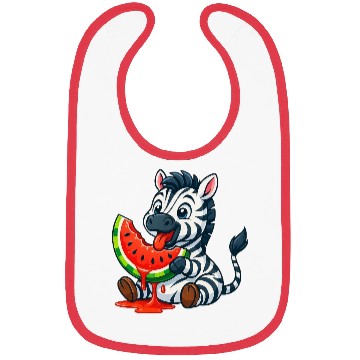 Discover Cute zebra with watermelon summer cartoon Bibs