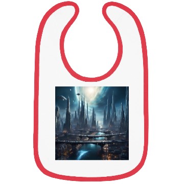 Discover Magic City with Skyscraper Sci-Fi Alien Planet Bibs