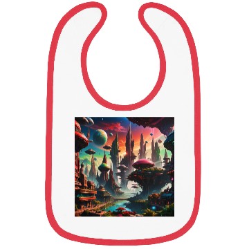 Discover Future Alien Cityscape Ufo Different Planet View Bibs