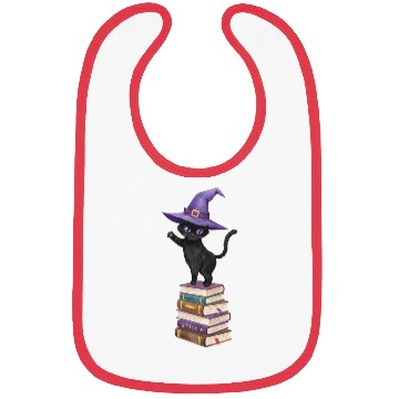 Discover Enchanted Black Cat with Witch Hat Bibs