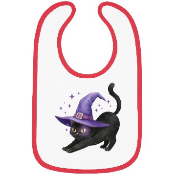 Discover Enchanted Black Cat Witch Hat Design Bibs
