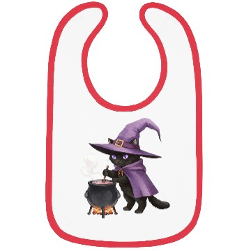 Discover Enchanted Black Cat Witch Illustration Bibs