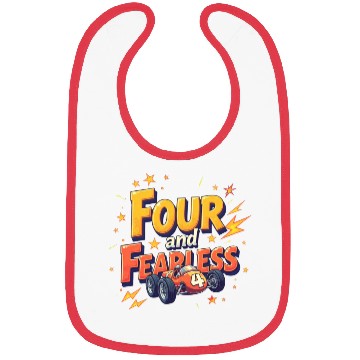 Discover Four and Fearless - 4th Birthday Race Car Design Bibs