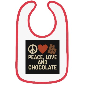 Discover Peace Love and Chocolate Quote Design Bibs
