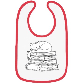 Discover Sleeping Cat on Books Bibs