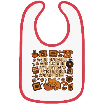 Discover Coffee and Cat Happiness Quote Design Bibs