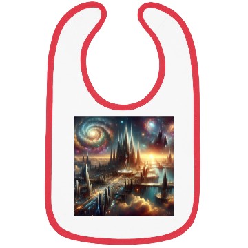Discover Future Sci-Fi Cityscape Alien Planet King's Castle Bibs