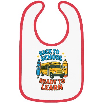 Discover Back to School Bus Cartoon Design Bibs