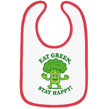 Discover Eat Green Stay Happy Broccoli Character Bibs