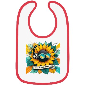 Discover Sunflower with Sunglasses and Headphones Bibs