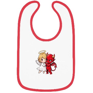 Discover Heavenly Angel vs Devil Cartoon Design Bibs