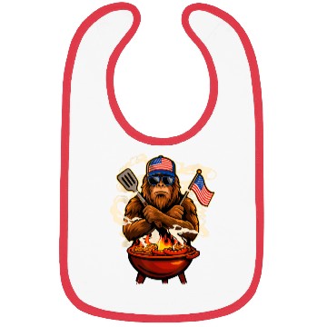 Discover Patriotic BBQ Gorilla Illustration Bibs