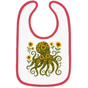 Discover Sunflower Octopus Art Print Bibs