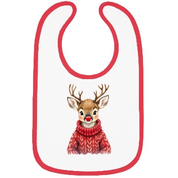 Discover Festive Reindeer with Red Nose Sweater Bibs