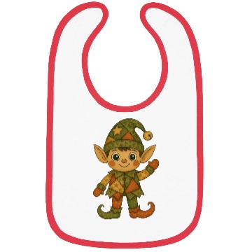 Discover Patchwork Elf Christmas Vintage Folk Art Bibs