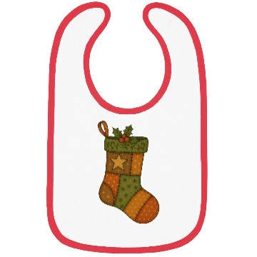 Discover Patchwork Stocking Christmas Vintage Folk Art Bibs