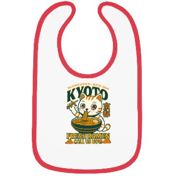 Discover Kyoto Cat Ramen Delicious Drink Design Bibs