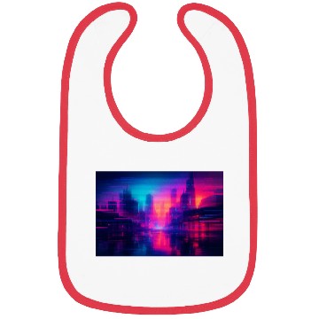 Discover Cyberpunk Glitch Cityscape Art Bibs