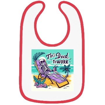 Discover Skeleton Relaxing at Beach Scene Bibs