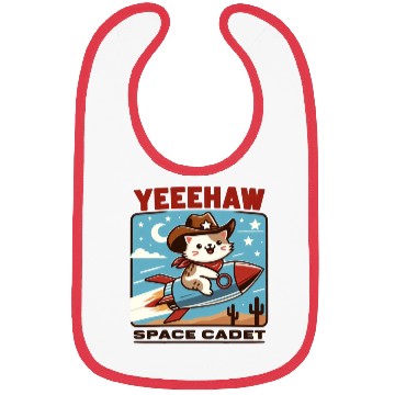 Discover Space Cowboy Cat Rocket Bibs