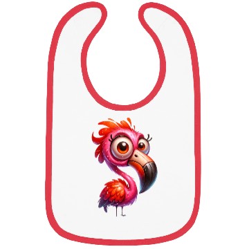 Discover Whimsical Pink Flamingo Cartoon Style Bibs