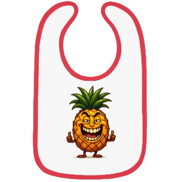 Discover Confident Smiling Pineapple Cartoon Bibs