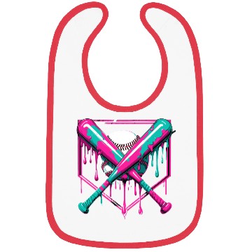 Discover Neon Baseball Bat and Ball Art Bibs